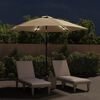 vidaXL Umbrelă de soare exterior, LED-uri și st&acirc;lp oțel, taupe, 300 cm