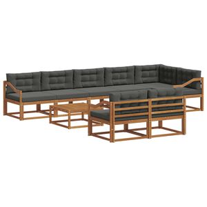 vidaXL Set de canapele de exterior cu pernă 9 pcs Natural și Antracit
