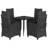vidaXL Set mobilier de grădină cu perne, 5 piese, negru, poliratan