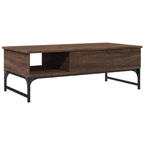 vidaXL Măsuță cafea, stejar maro, 100x50x35 cm, lemn prelucrat/metal