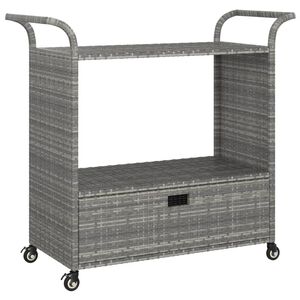 vidaXL Cărucior de bar cu sertar, gri, 100x45x97 cm, poliratan