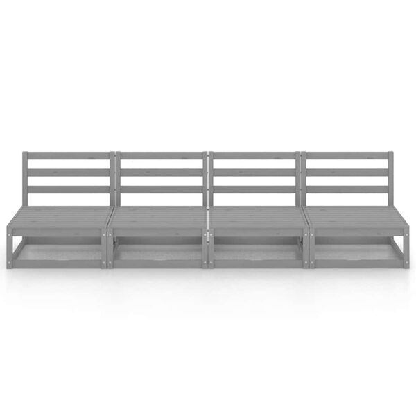 vidaXL Canapea de grădină cu 4 locuri, gri, lemn masiv de pin