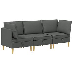 vidaXL Set de canapea modulară cu spațiu de stocare 3 buc. Gri &icirc;nchis