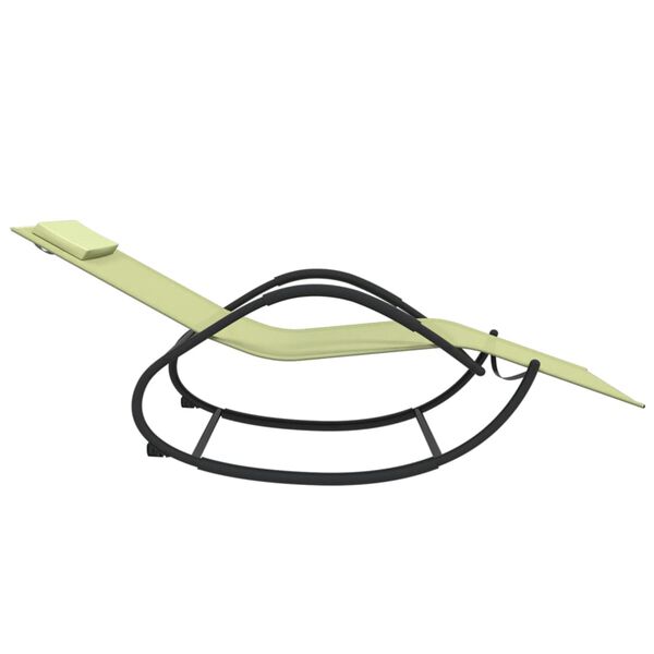 vidaXL Șezlong cu balansoar, crem, oțel și textilenă
