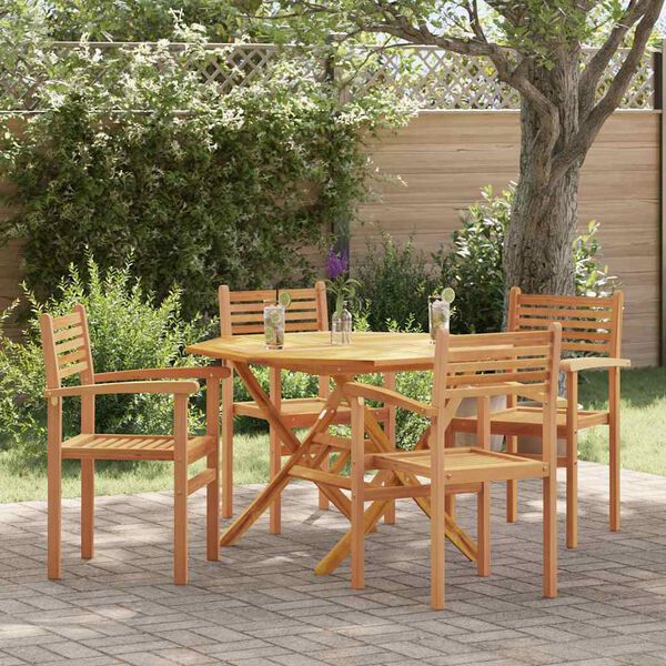 vidaXL Scaune de grădină stivuibile 4 pcs Maro 55.5 x 55.5 x 90 cm