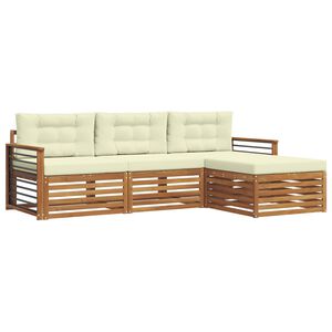 vidaXL Set de canapele de exterior cu pernă Natural și Crem