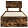 vidaXL Cadru de pat Stejar fumuriu 90 x 190 cm Lemn de pin masiv