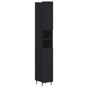vidaXL Cabinet de Baie cu Raft Deschis ZWOLLE Negru 30 x 31 x 189,5 cm
