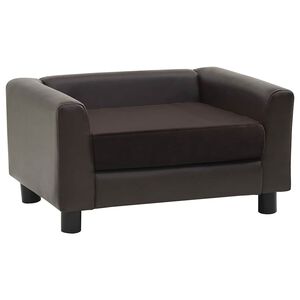 vidaXL Canapea pentru c&acirc;ini, maro, 60x43x30 cm, pluș & piele ecologică