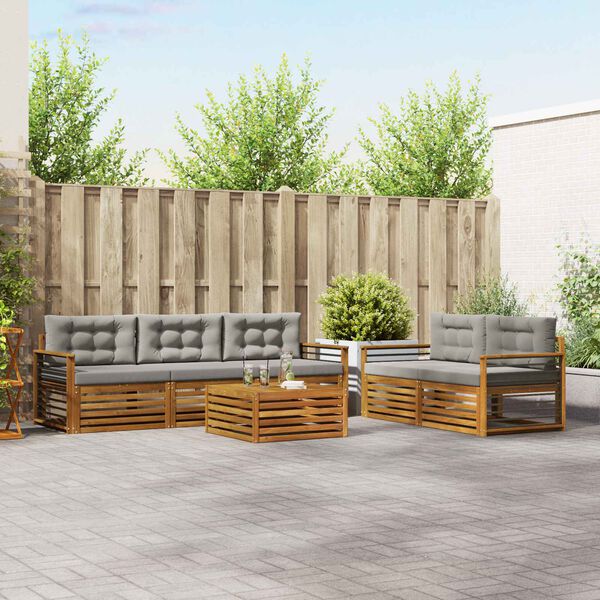 vidaXL Set de canapele de exterior 6 pcs Gri natural și deschis