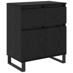 vidaXL Bufet Stejar Negru 60 x 35 x 70 cm Lemn Ingineresc și Fier