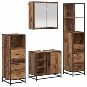 vidaXL Set de mobilier pentru baie 4 pcs Lemn Vechi Lemn compozit