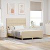 vidaXL Cadru de pat cu headboard Crem 140 x 190 cm țesătură