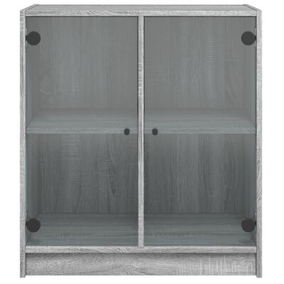 vidaXL Dulap lateral cu uși din sticlă, gri sonoma, 68x37x75,5 cm