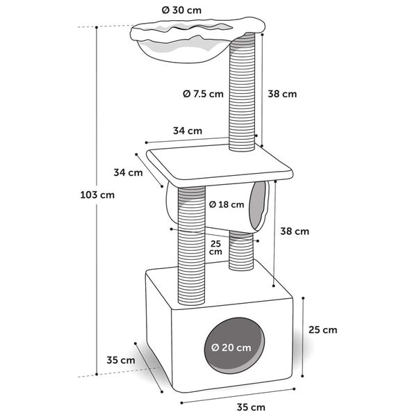 FLAMINGO Ansamblu de zg&acirc;riat pentru pisici "Gulf", gri, 35x35x103 cm