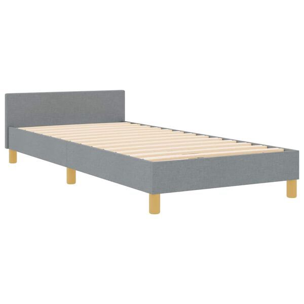 vidaXL Cadru de pat cu headboard Gri deschis 90 x 200 cm țesătură