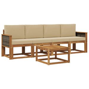 vidaXL Set de canapele de exterior cu pernă 4 pcs natural