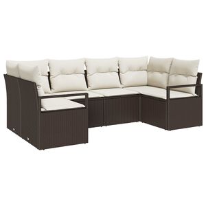 vidaXL Set de canapele pentru grădină 6 pcs Maro și alb poliratan