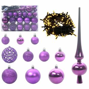 vidaXL Set de Globuri de Crăciun cu 150 LED 61 pcs Violet Plastic