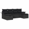 vidaXL Set de canapele pentru grădină cu pernă 6 pcs Negru Rattan poli