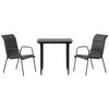 vidaXL Set mobilier de grădină, 3 piese, negru, textilenă și oțel