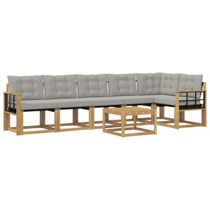vidaXL Set de canapele de exterior cu pernă 7 pcs Alb și gri deschis
