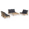 vidaXL Set mobilier de grădină cu perne gri &icirc;nchis, 5 piese, bambus