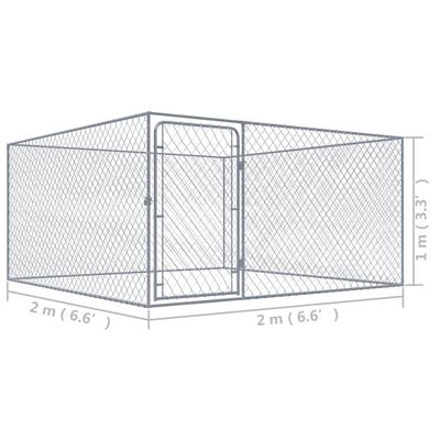 vidaXL Padoc pentru câini de exterior, 2 x 2 x 1 m, oțel galvanizat
