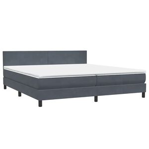 vidaXL Pat box spring cu saltea, gri &icirc;nchis, 180x220 cm, catifea