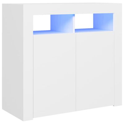 vidaXL Servantă cu lumini LED, alb, 80x35x75 cm