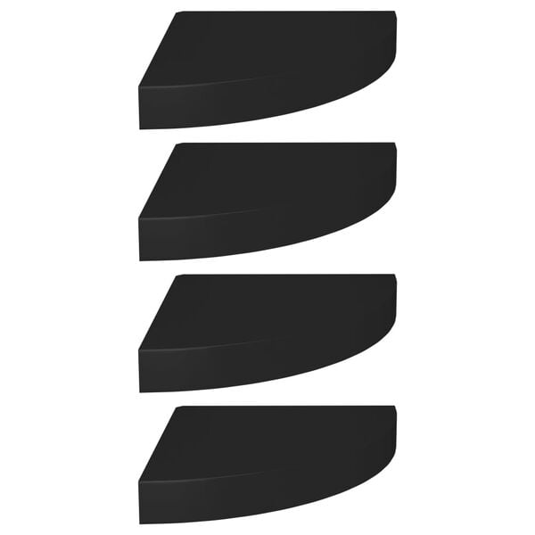 vidaXL Rafturi colțar suspendate, 4 buc., negru, 25x25x3,8 cm, MDF