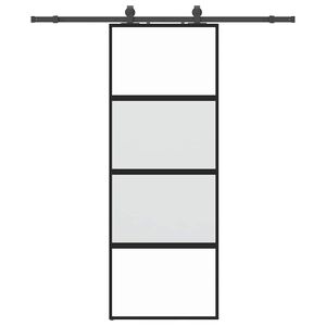 vidaXL Ușă glisantă cu set feronerie neagră 76x205cm sticlă securizată