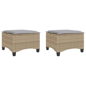 vidaXL Scaune de grădină cu perne 2 buc Bej 55x55x36 cm Poly Ratan