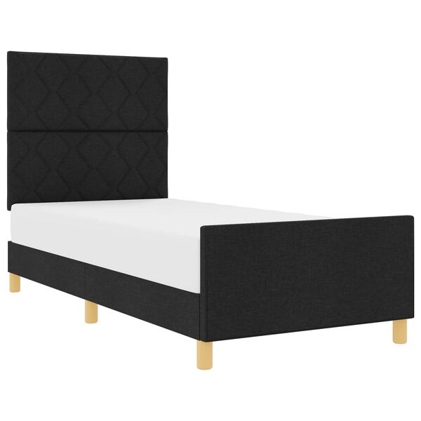 vidaXL Cadru de pat cu headboard Negru 100 x 200 cm țesătură