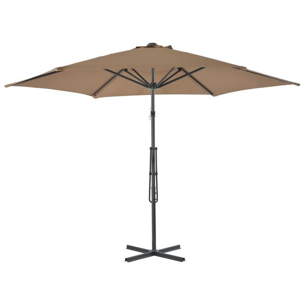 vidaXL Umbrelă de soare de exterior, stâlp din oțel, gri taupe, 300 cm