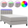 vidaXL Pat cu arcuri, saltea și LED, gri deschis, 80x200 cm, textil