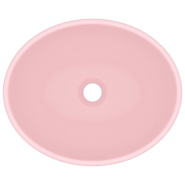 vidaXL Chiuvetă de lux, roz mat, 40 x 33 cm, ceramică, formă ovală