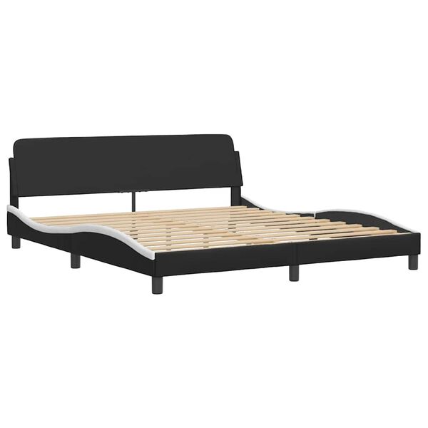 vidaXL Cadru de pat Dover negru și alb 180x200cm piele artificială