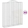 vidaXL Coșuri gabion arcuite, 8 buc, 200x50x220/240cm, fier galvanizat