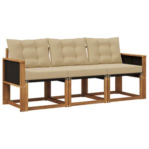 vidaXL Set de canapele de exterior cu pernă 3 pcs Natural și Bej