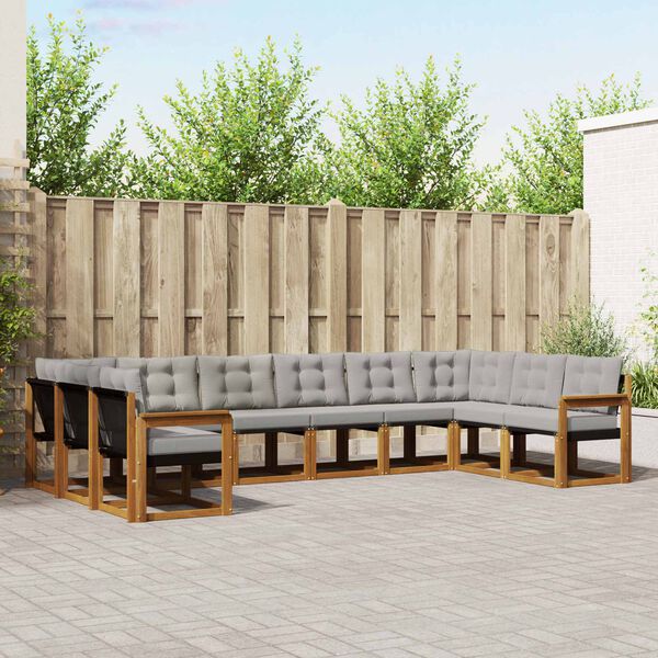 vidaXL Set de canapele de exterior 10 pcs Gri natural și deschis