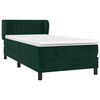 vidaXL Pat box spring cu saltea, verde &icirc;nchis, 90x190 cm, catifea