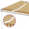 vidaXL Copertină retractabilă manual cu LED, galben și alb, 300x250 cm