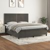 vidaXL Pat box spring cu saltea, gri &icirc;nchis, 180x200 cm, catifea