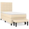 vidaXL Pat box spring cu saltea, crem, 100x200 cm, textil