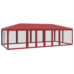 vidaXL Cort de petrecere cu 12 pereți din plasă, roșu, 8x4 m, HDPE