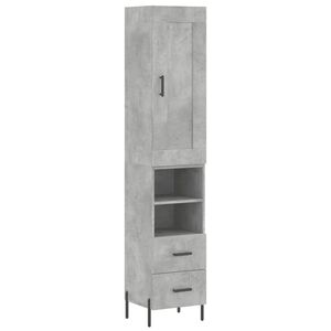 vidaXL Dulap &icirc;nalt, gri beton, 34,5x34x180 cm, lemn prelucrat