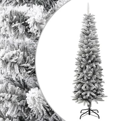 vidaXL Brad de Crăciun artificial slim cu zăpadă pufoasă 180 cm PVC&PE