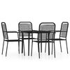 vidaXL Set de servit masa pentru grădină, 5 piese, negru