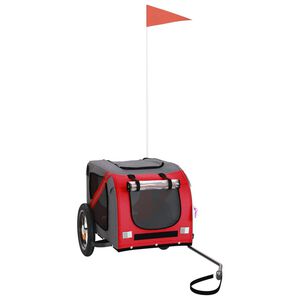 vidaXL Remorcă bicicletă animale companie, roșu/gri textil oxford/fier